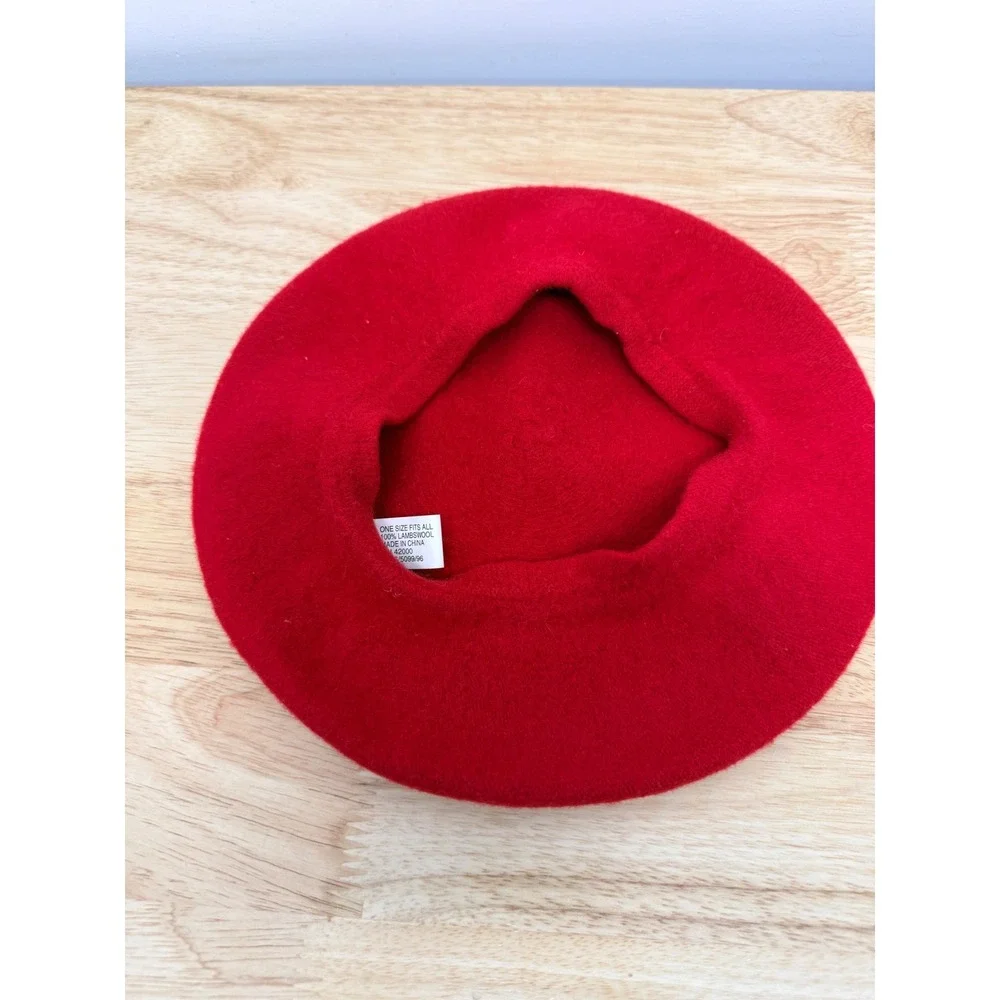 Classic Red Lambs Wool‎ Beret Hat One Size Fits All Cozy Winter Fashion #64